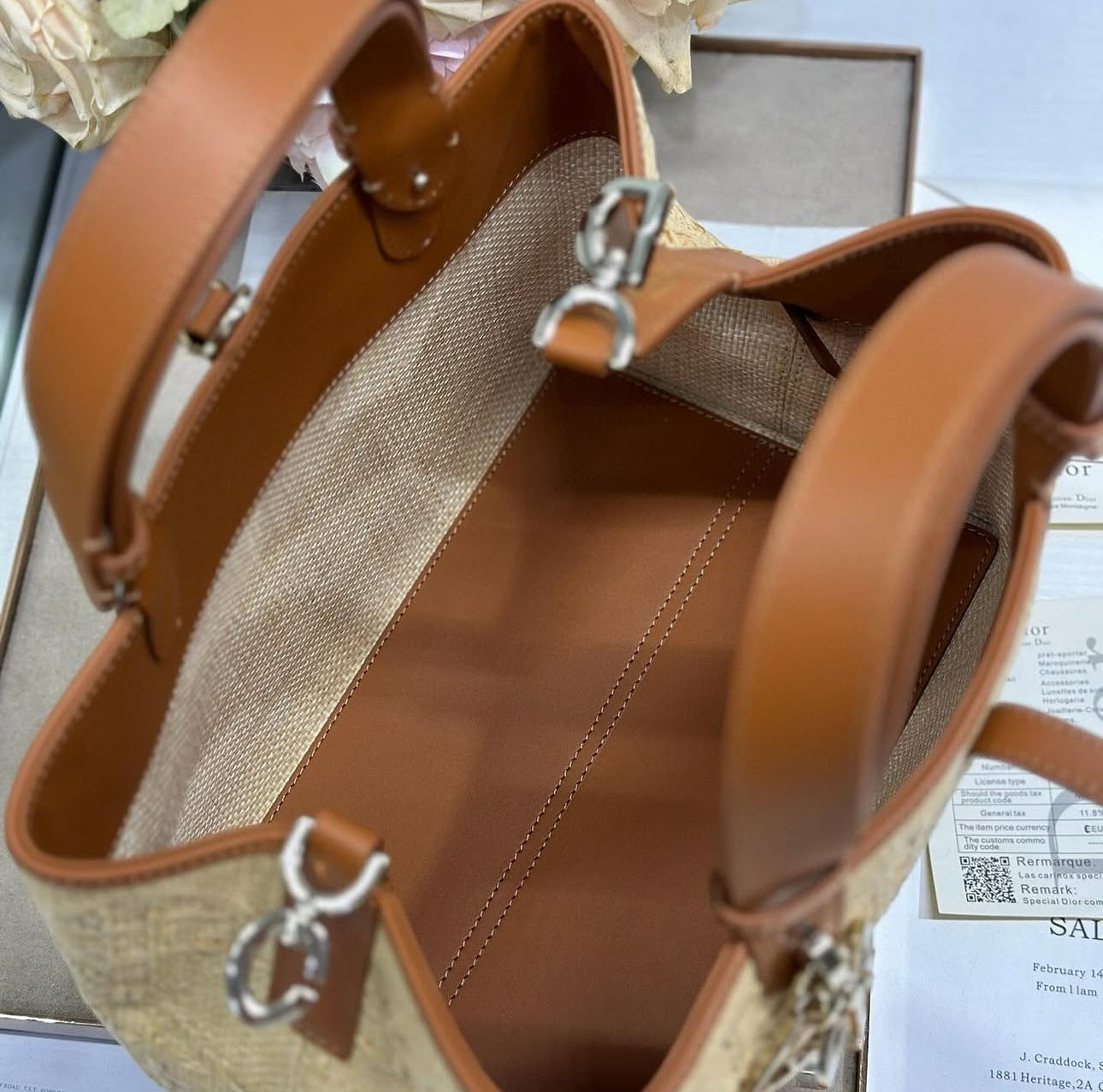 Toujours Raffia Cannage Bag