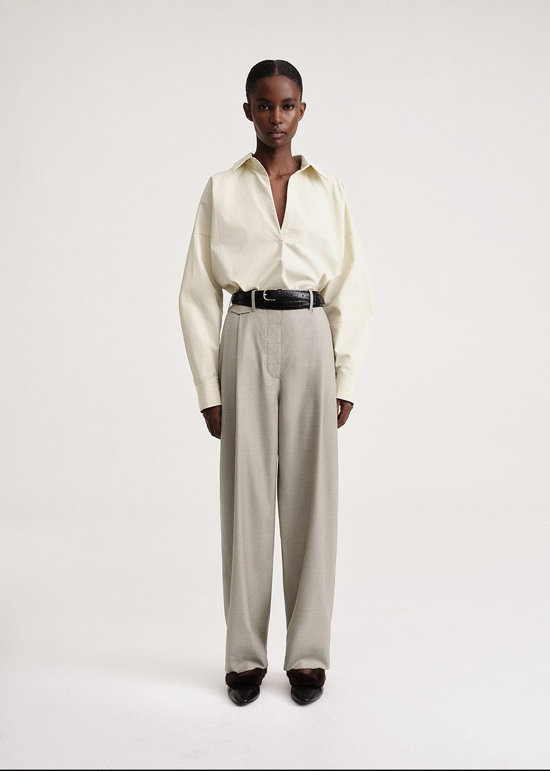 TOTEME Poplin Shirt Blouse – Batwing Sleeves, Boxy Fit & Blouson Effect