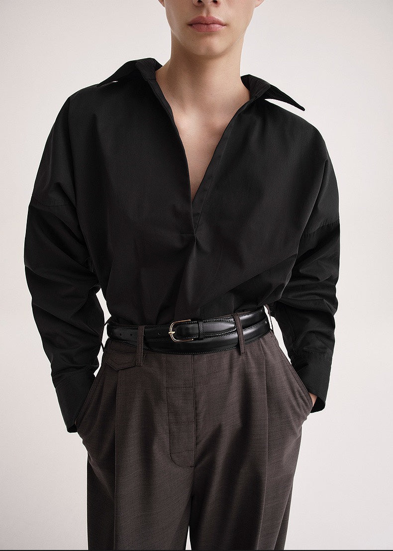 TOTEME Poplin Shirt Blouse – Batwing Sleeves, Boxy Fit & Blouson Effect