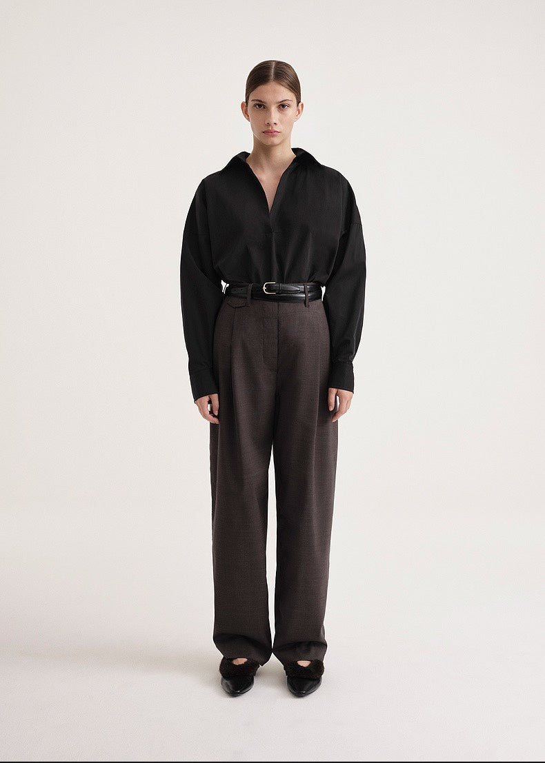 TOTEME Poplin Shirt Blouse – Batwing Sleeves, Boxy Fit & Blouson Effect