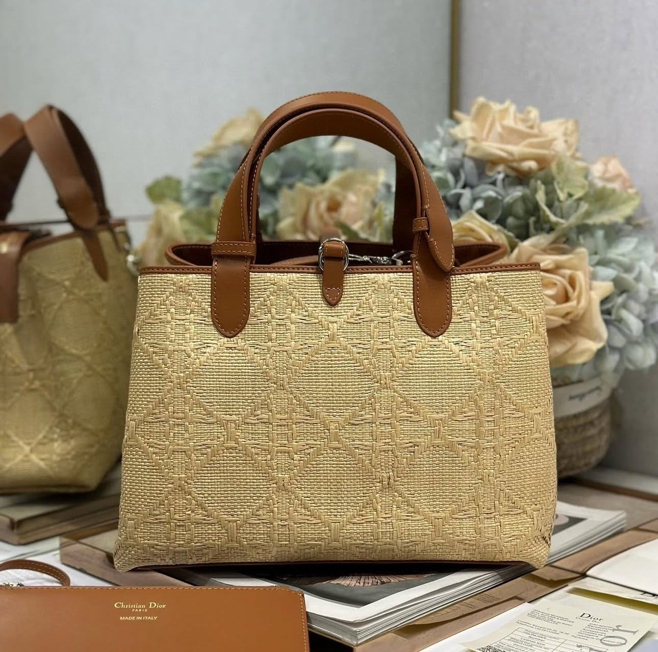 Toujours Raffia Cannage Bag