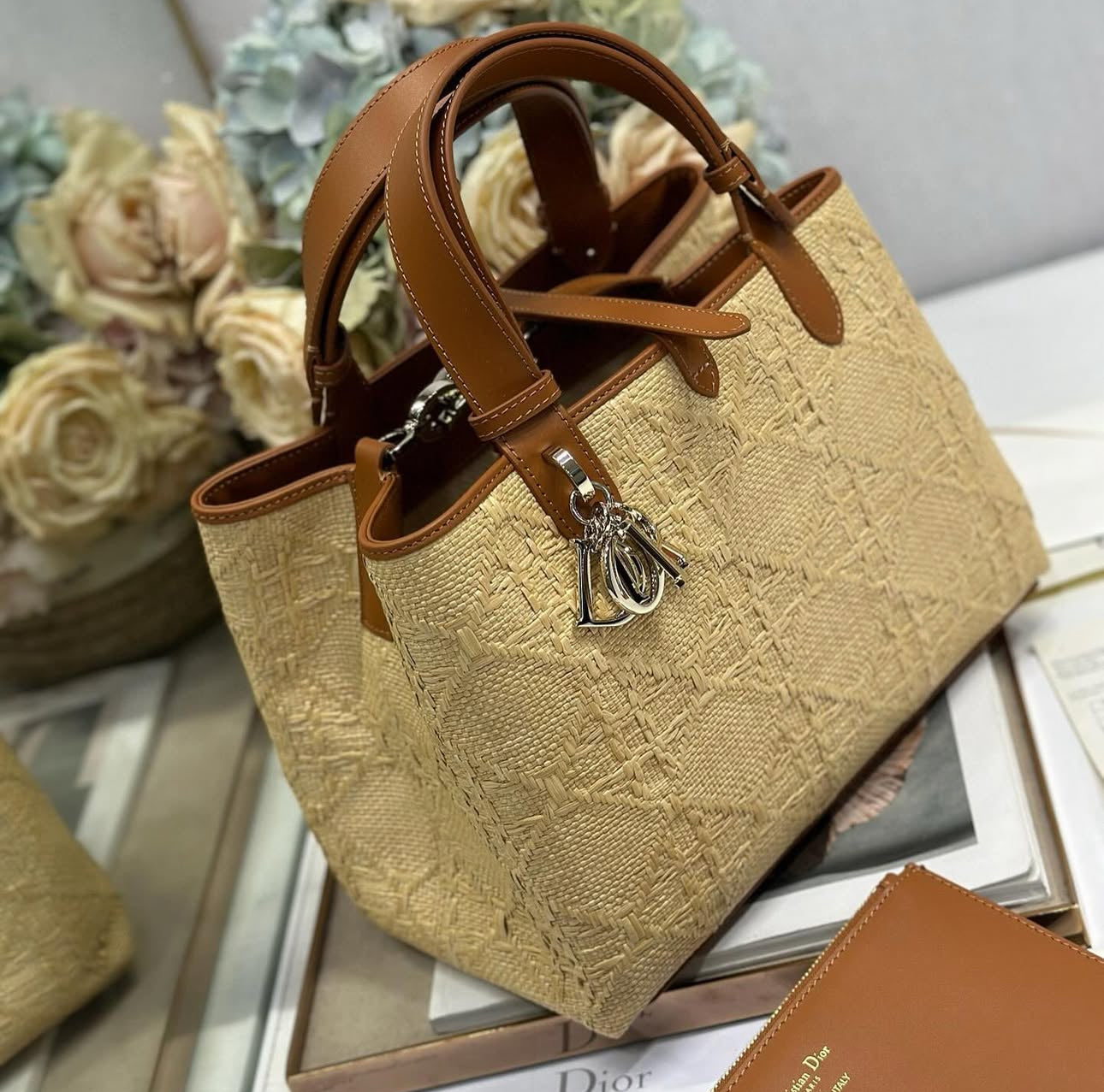 Toujours Raffia Cannage Bag