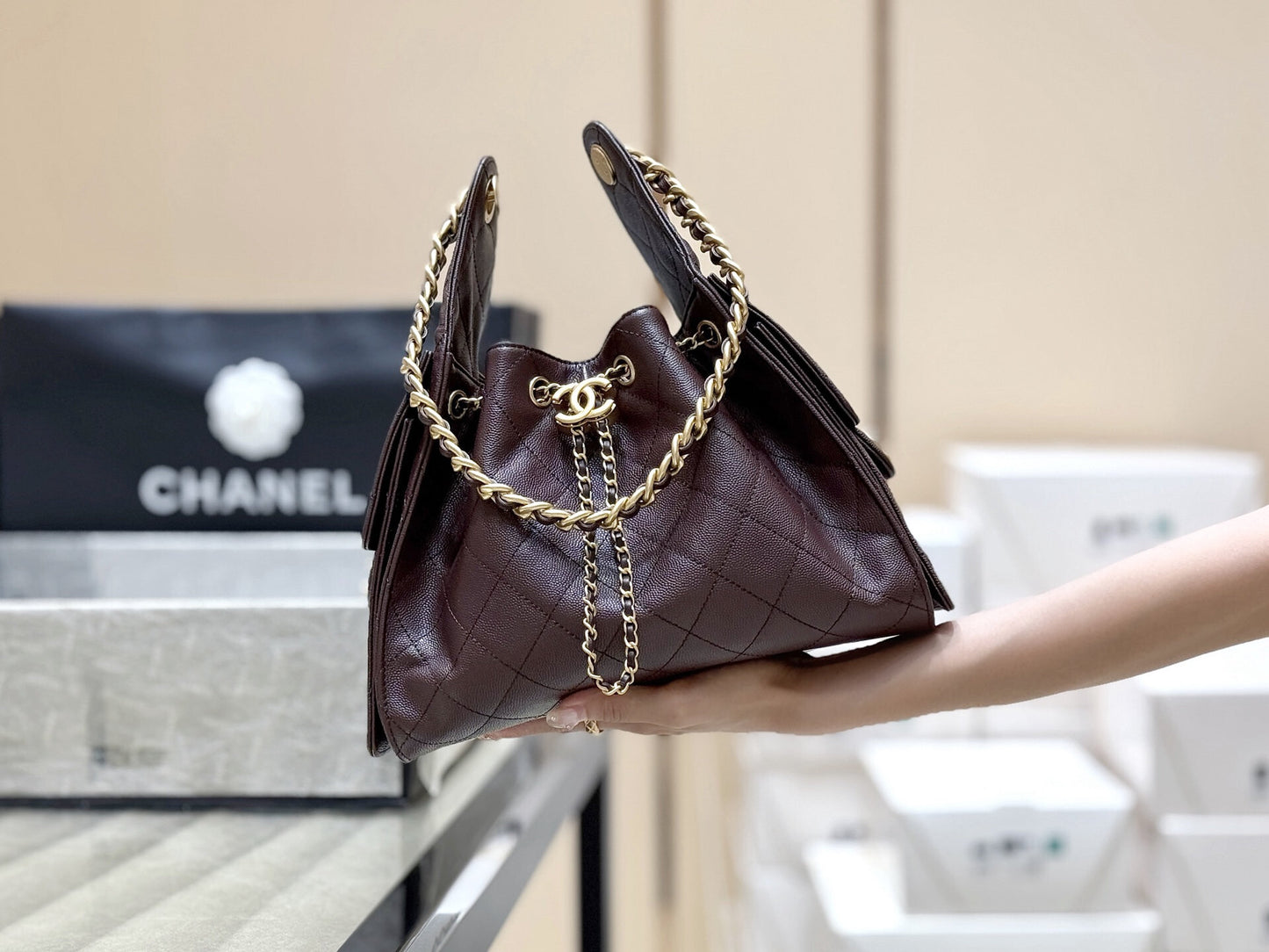 CC 25 Small Hobo Bag Chocolate Burgundy