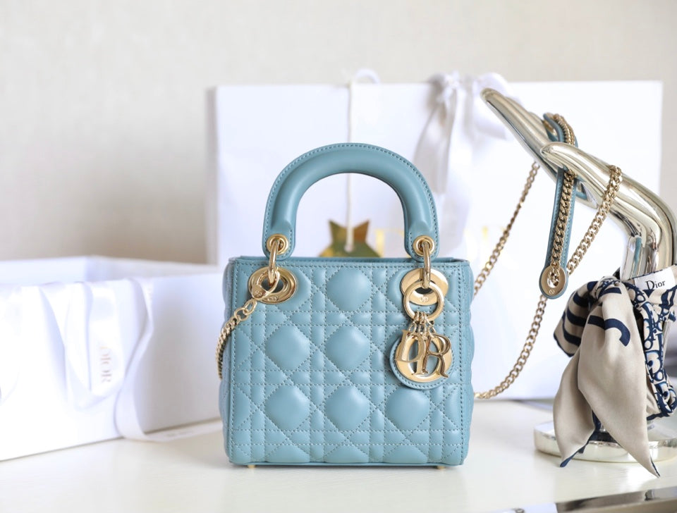 Lady D Blue Bag Lambskin Small