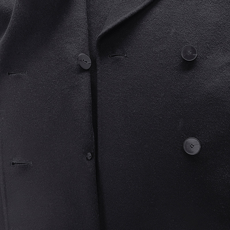 The Row Winter Wool Coat – Black Wool Blend, Straight Hem & Elegant Button Closure