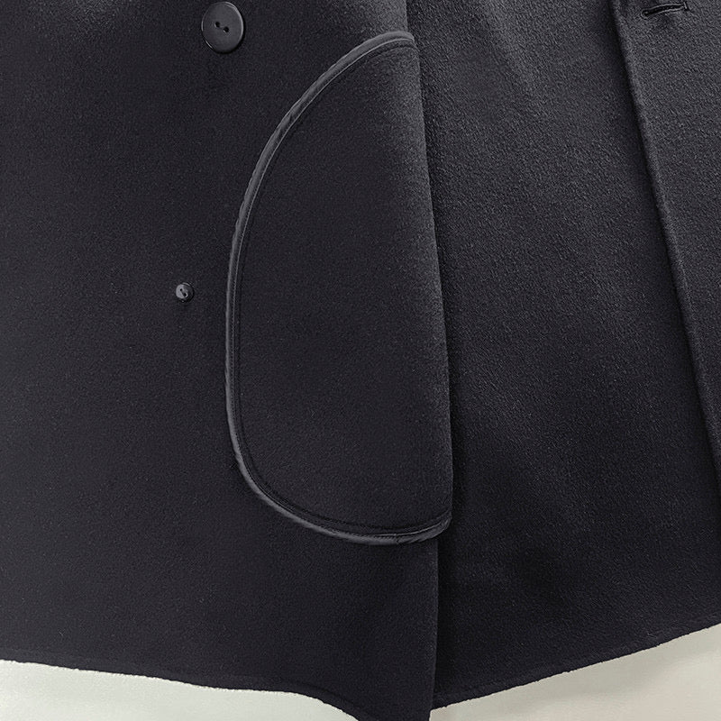 The Row Winter Wool Coat – Black Wool Blend, Straight Hem & Elegant Button Closure