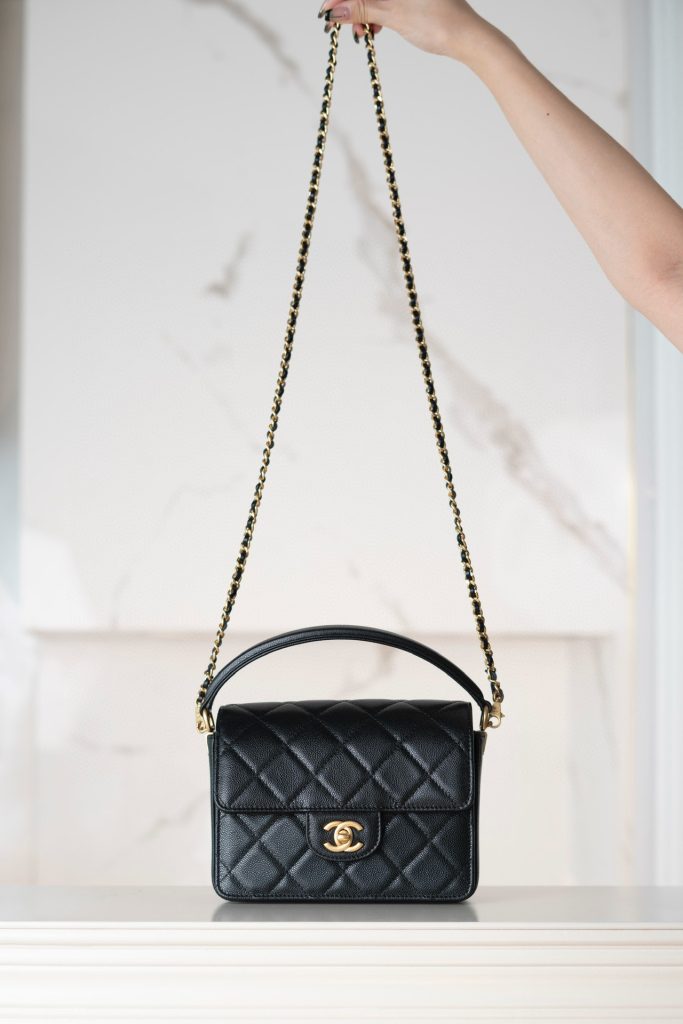 CC 24K Classic Small Handle Flap Bag Black