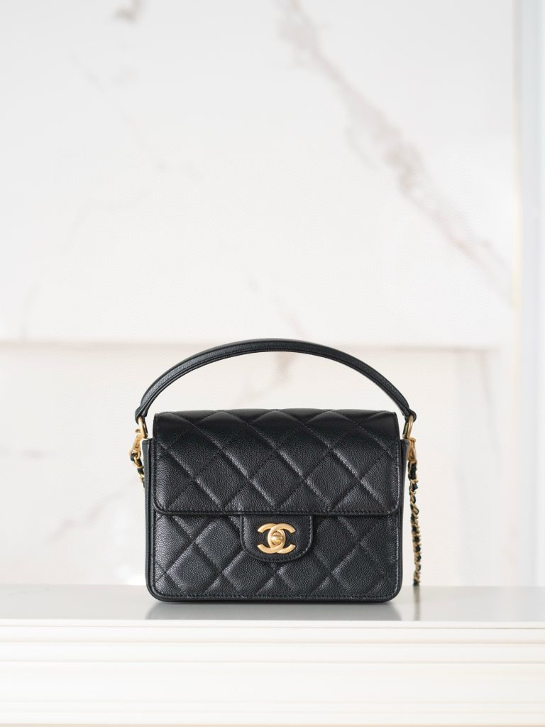 CC 24K Classic Small Handle Flap Bag Black