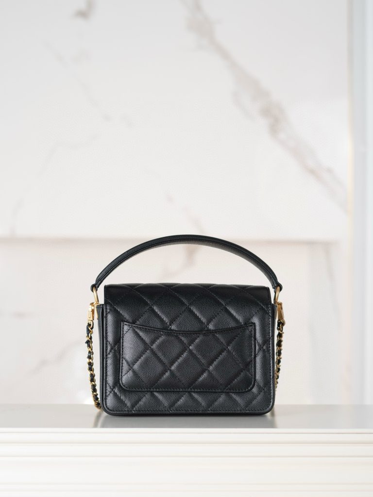 CC 24K Classic Small Handle Flap Bag Black