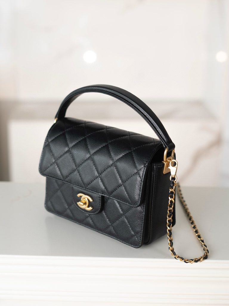 CC 24K Classic Small Handle Flap Bag Black