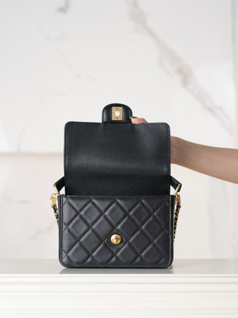 CC 24K Classic Small Handle Flap Bag Black