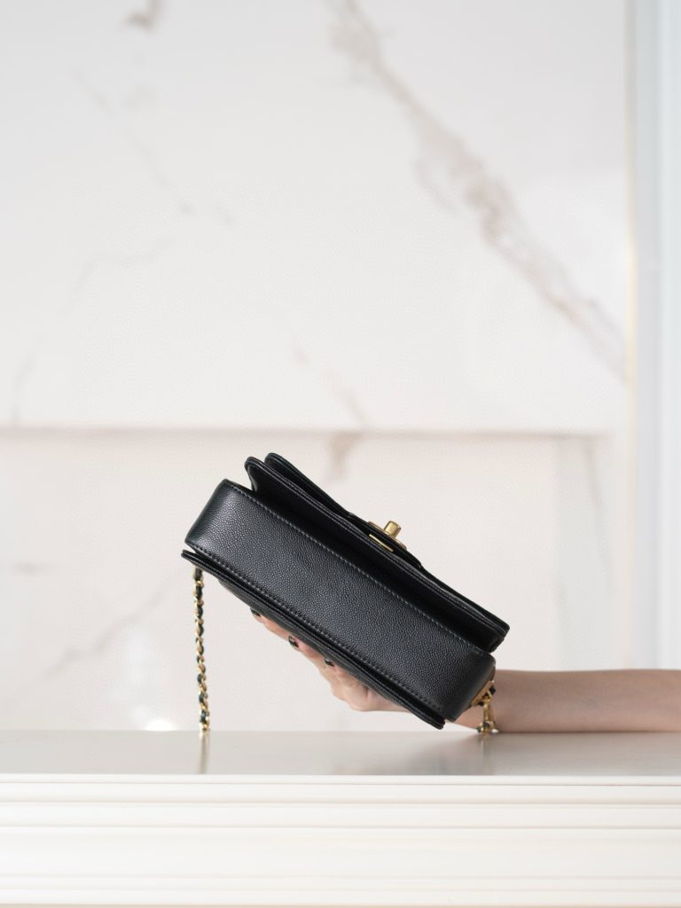 CC 24K Classic Small Handle Flap Bag Black