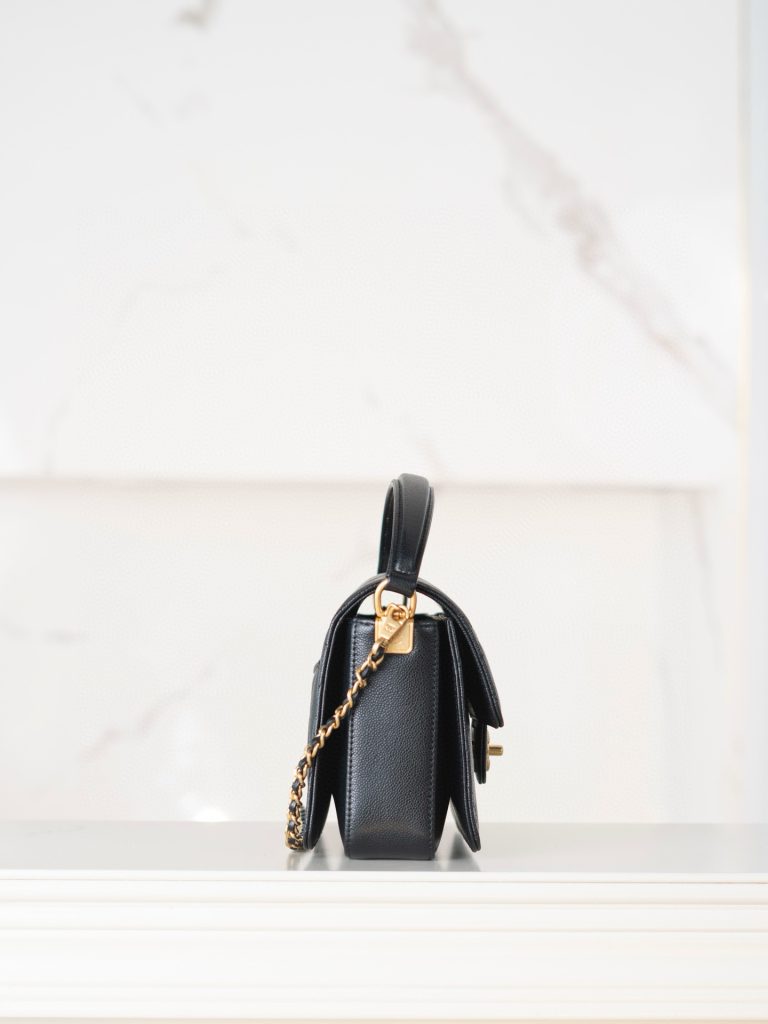 CC 24K Classic Small Handle Flap Bag Black