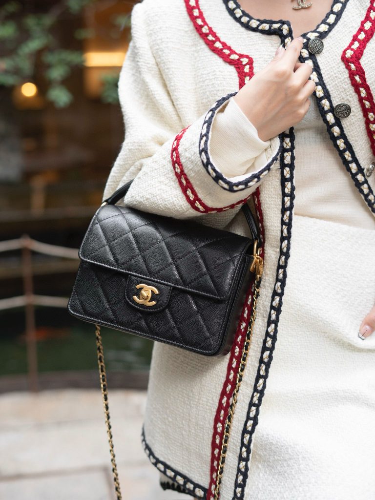 CC 24K Classic Small Handle Flap Bag Black