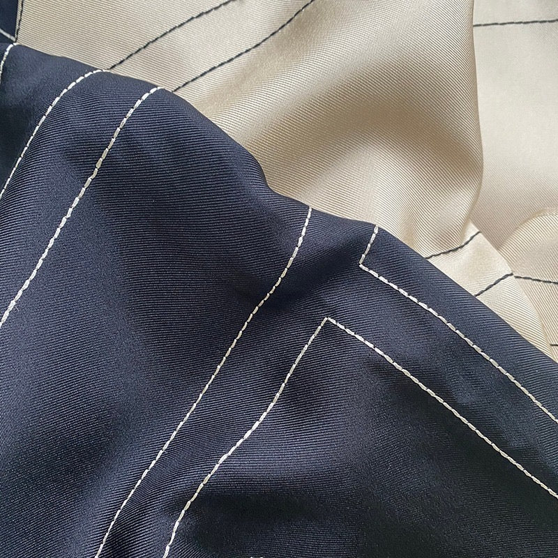 TOTEME Silk Twill Monogram Blouse – Embroidered Ivory Detailing & Lapel Collar
