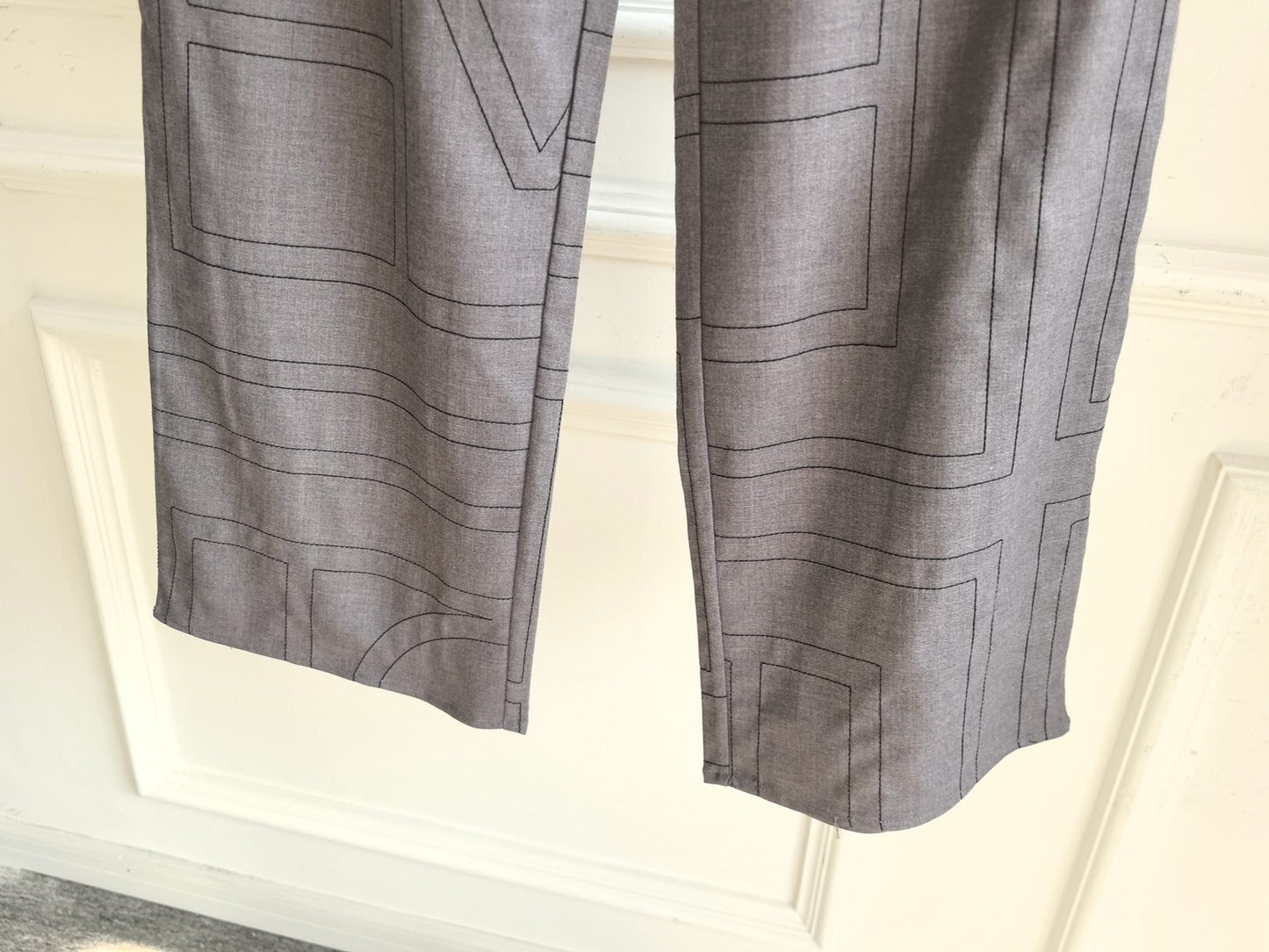 TOTEME Monogram Flannel Trousers – Relaxed Straight-Leg, Elastic Waist & Side Pockets