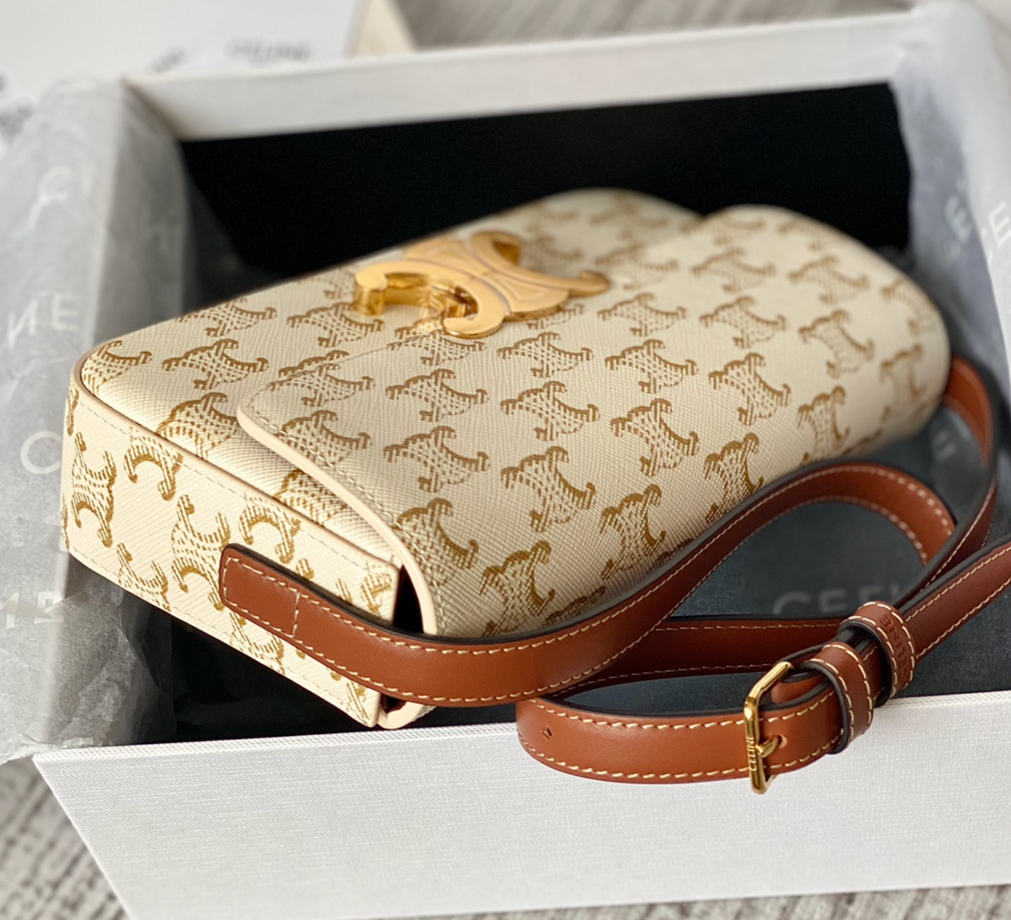Shoulder Bag In Triomphe Canvas And Calfskin