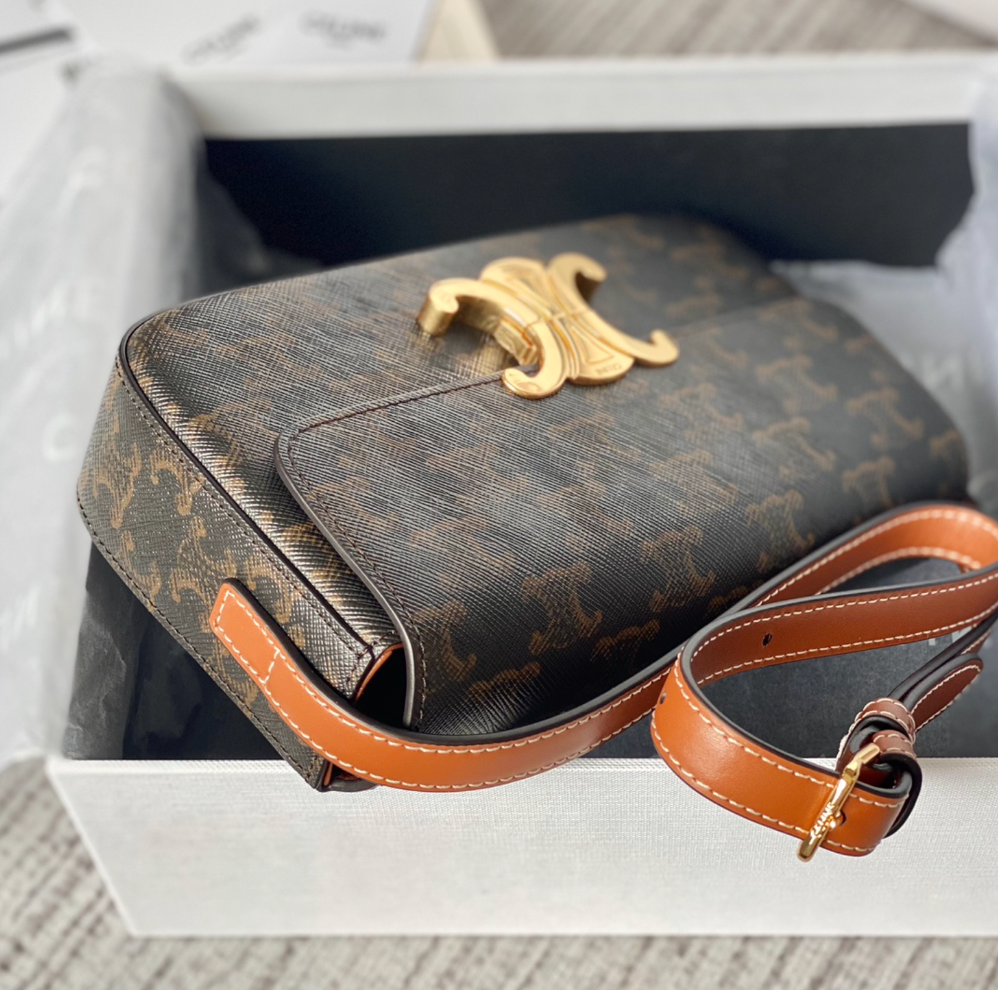 Shoulder Bag In Triomphe Canvas And Calfskin