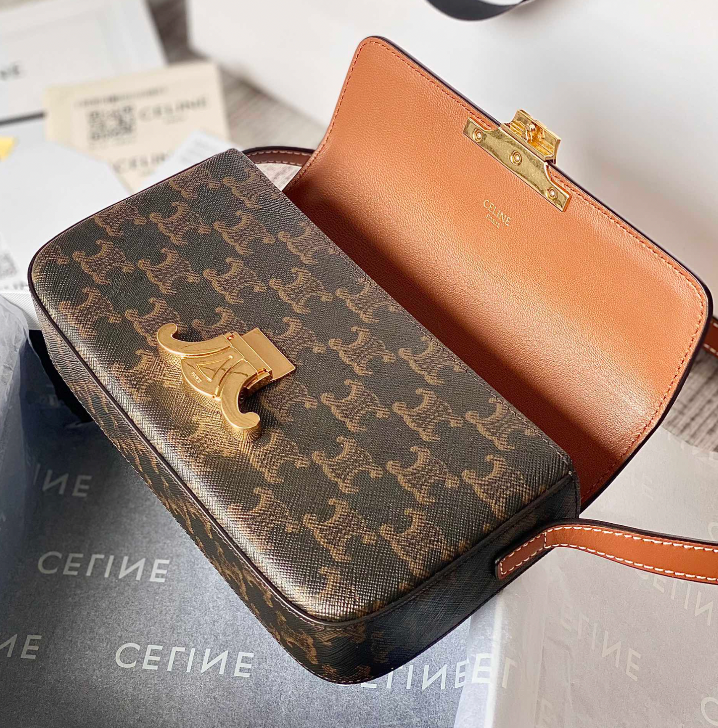 Shoulder Bag In Triomphe Canvas And Calfskin