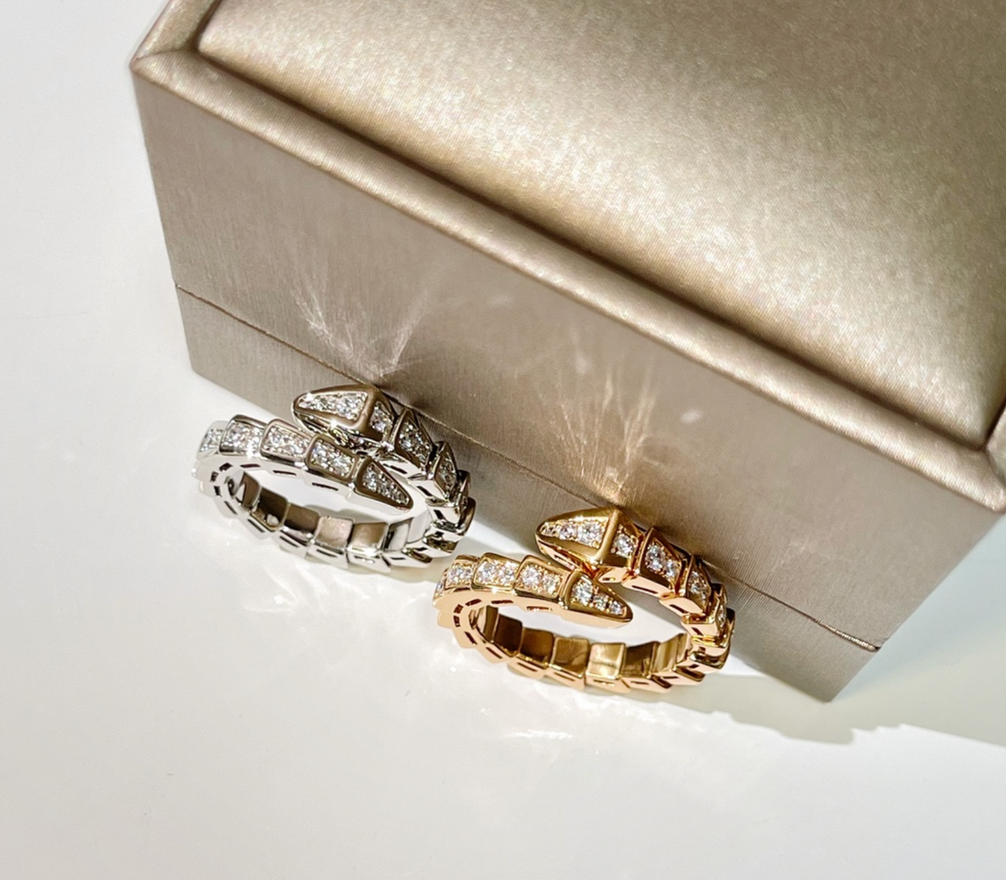 BULGARI Serpenti Viper 18kt Gold Ring with Pavé Diamonds