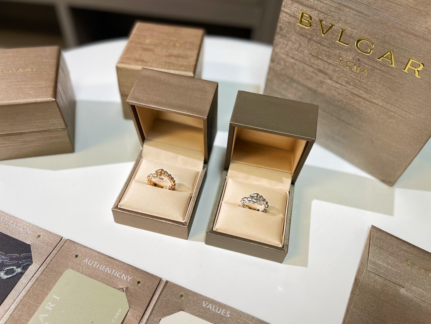 BULGARI Serpenti Viper 18kt Gold Ring with Pavé Diamonds