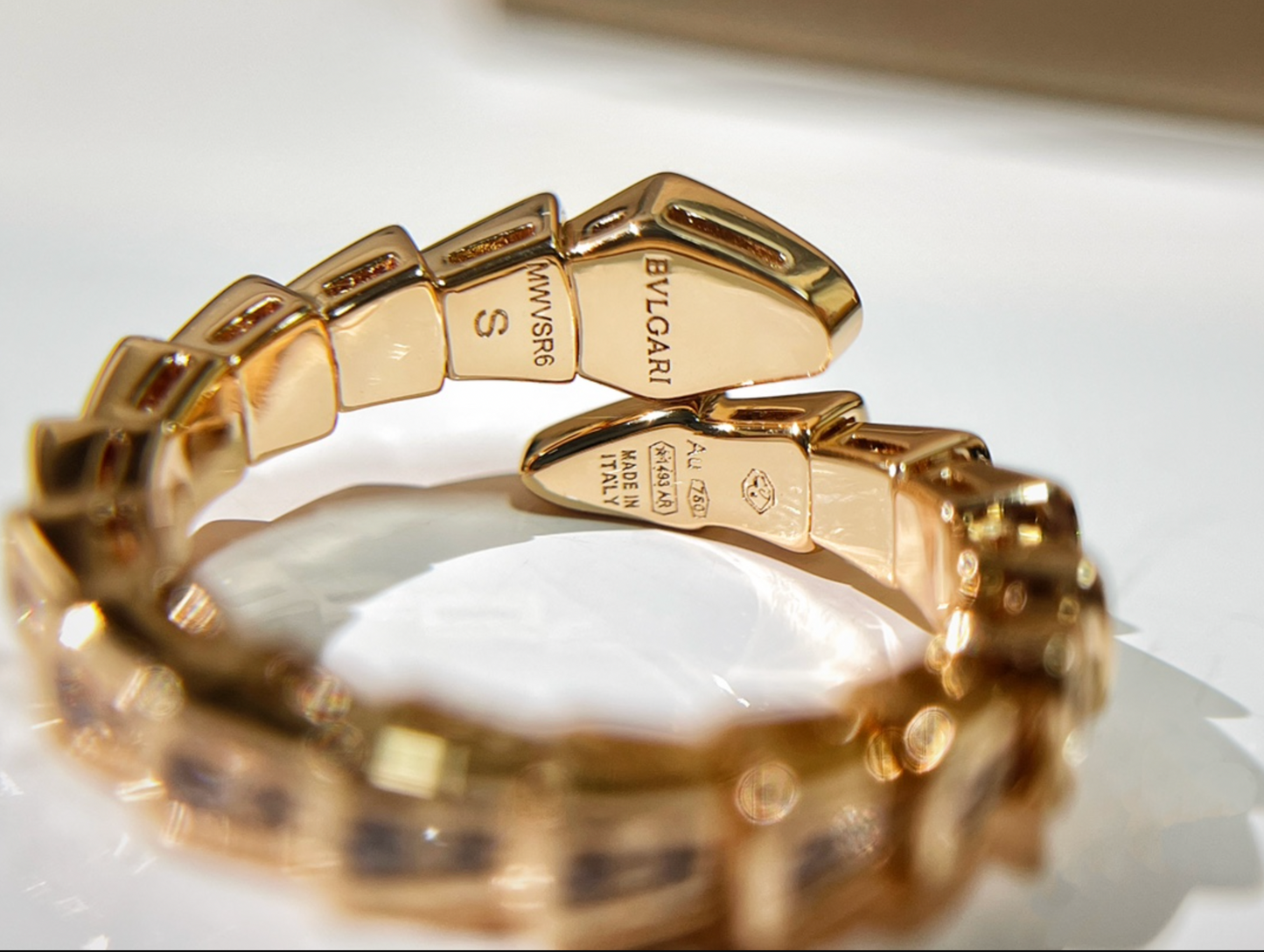 BULGARI Serpenti Viper 18kt Gold Ring with Pavé Diamonds