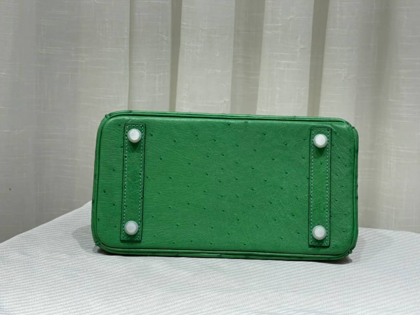 H Birkin Ostrich Leather Handbag Green