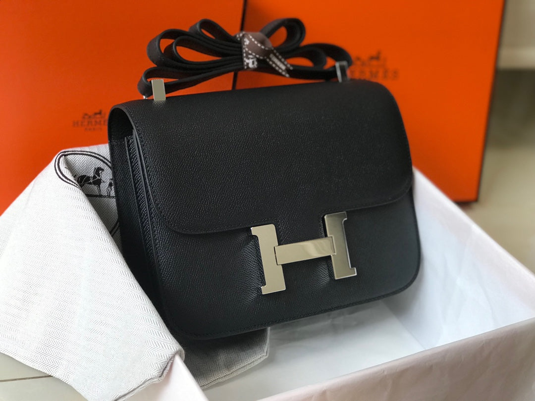 HERMES Constance Cowhide Leather Black