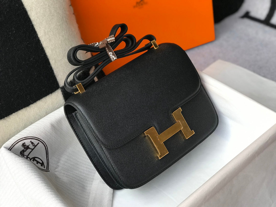 HERMES Constance Cowhide Leather Black