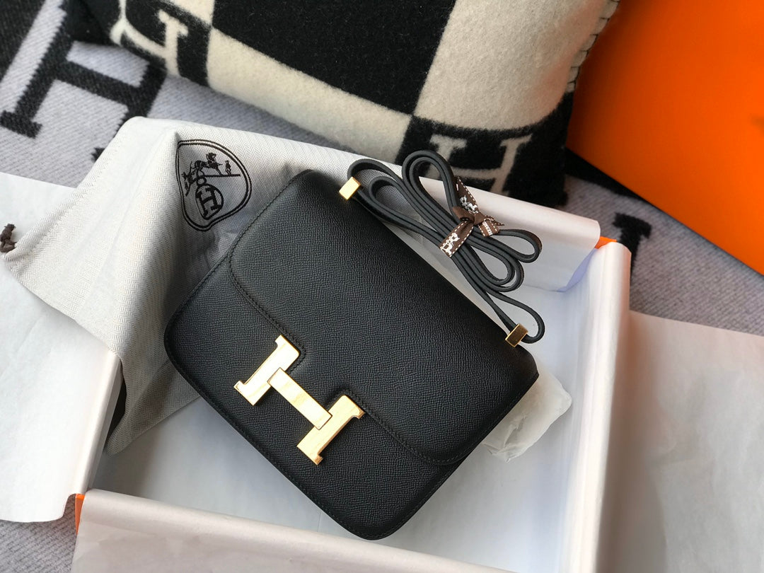 HERMES Constance Cowhide Leather Black