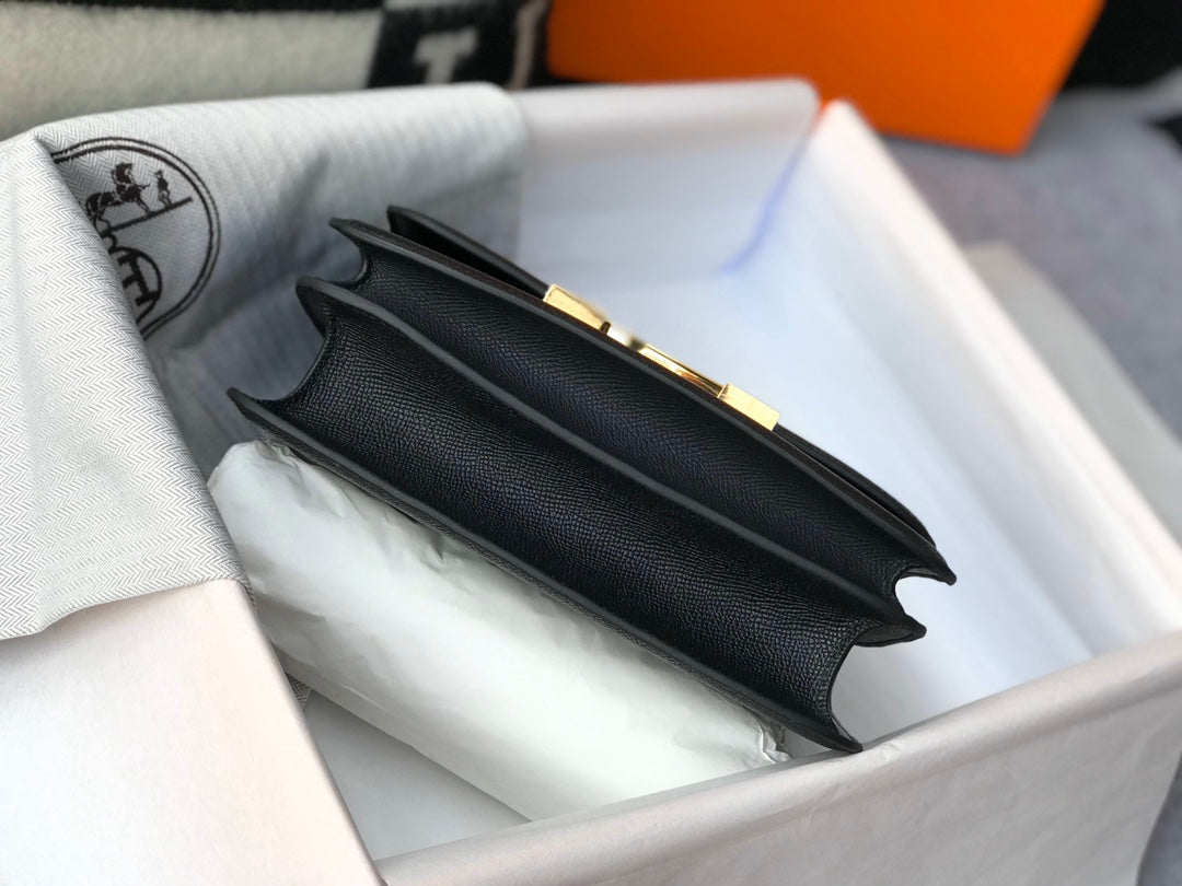 HERMES Constance Cowhide Leather Black