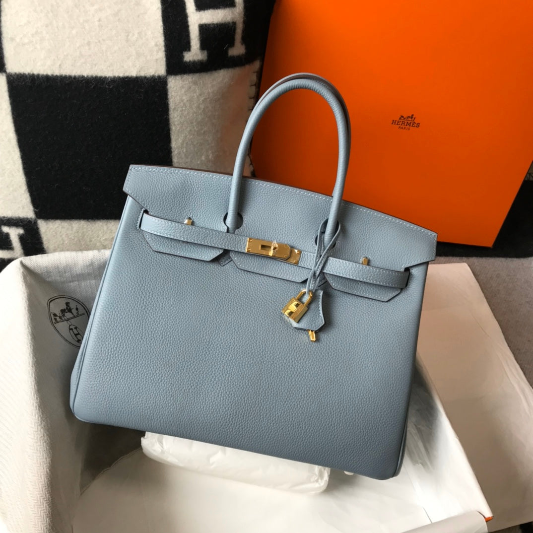HERMES Togo Leather Light Blue