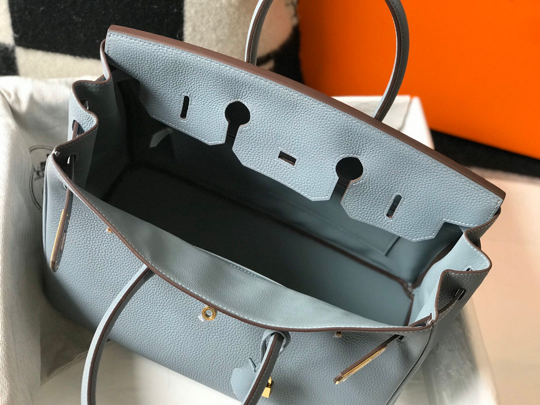 HERMES Togo Leather Light Blue