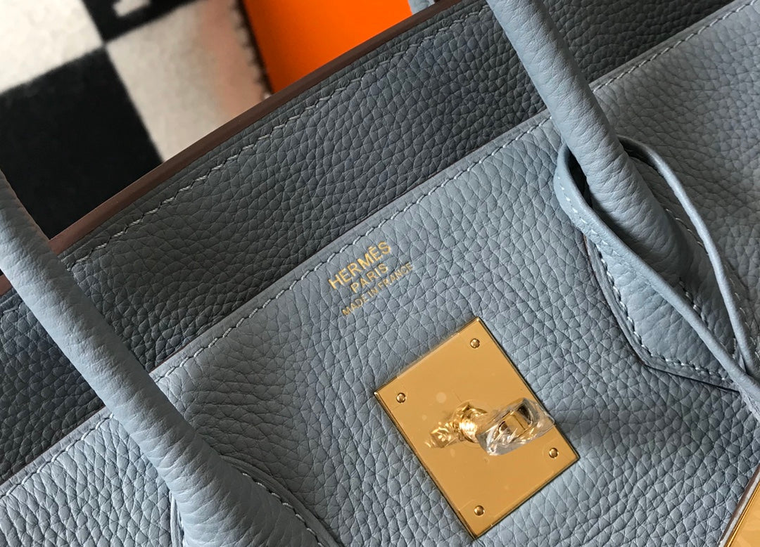 HERMES Togo Leather Light Blue