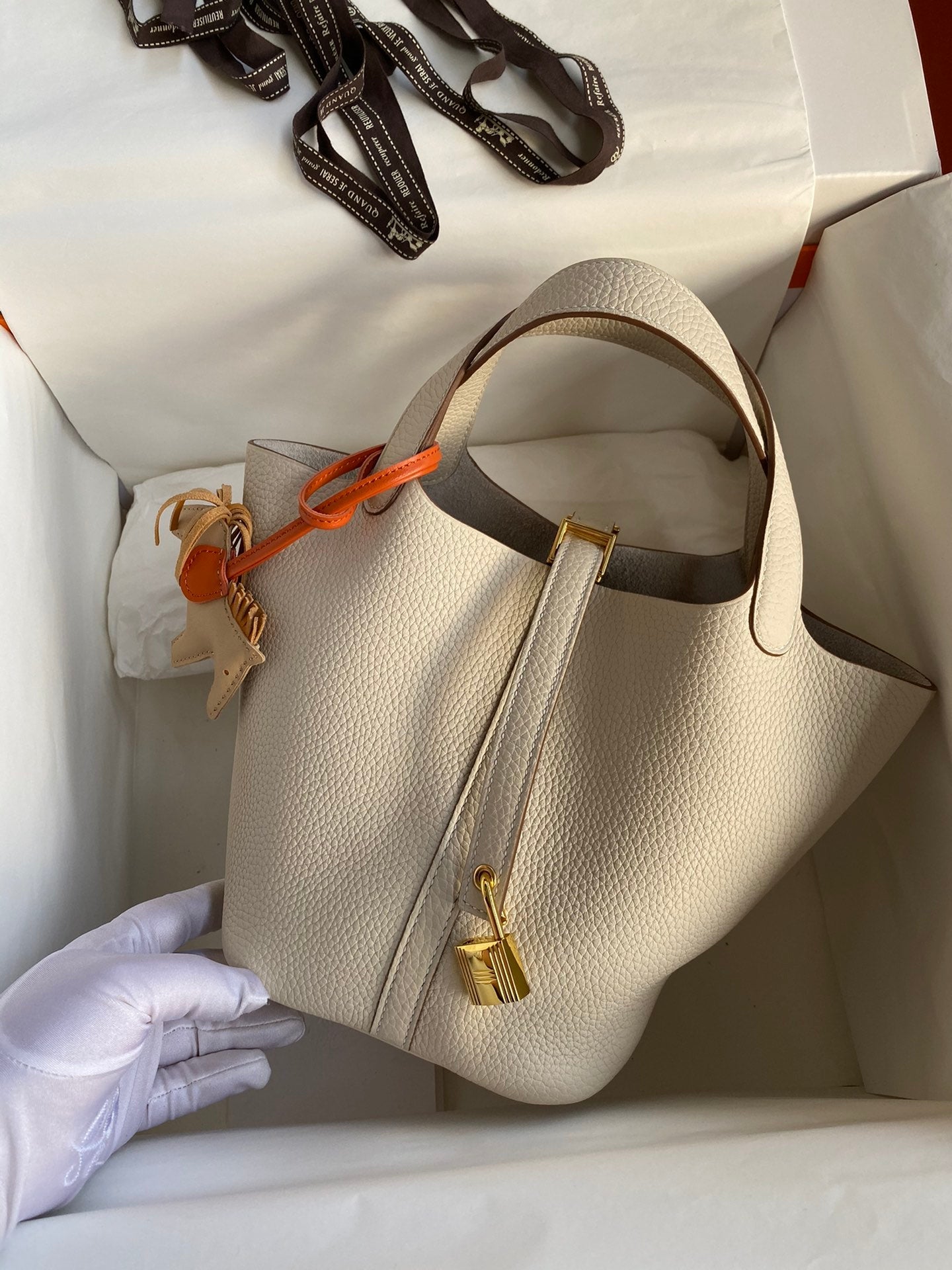 H Picotin Lock Bag Crème