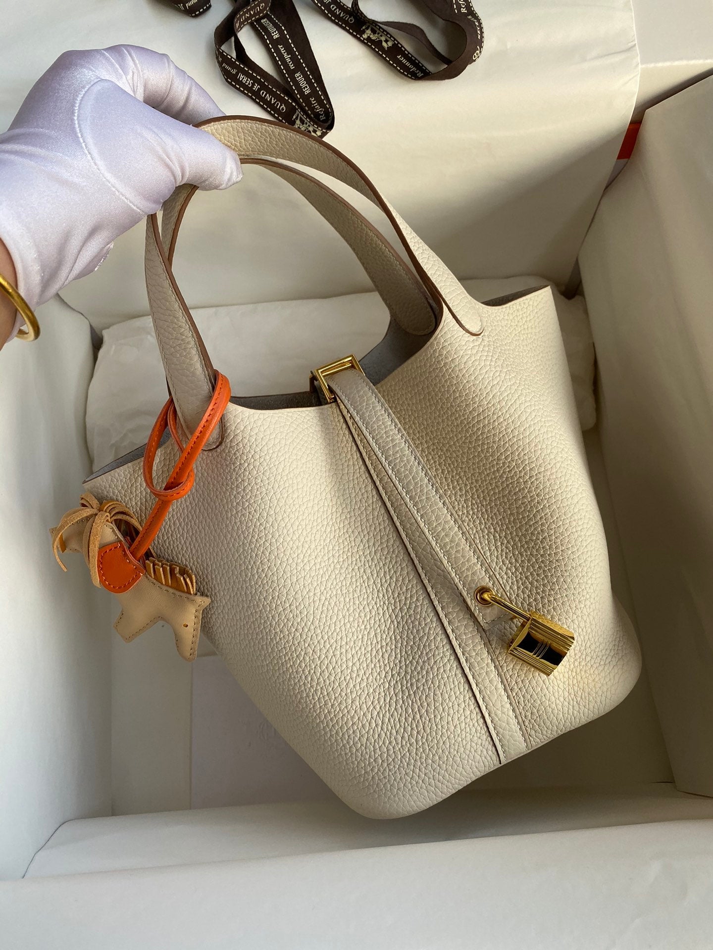 H Picotin Lock Bag Crème