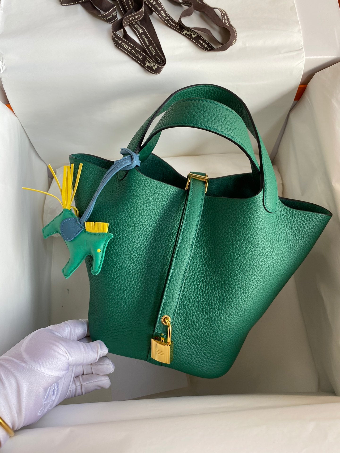 H Picotin Lock Bag Malachite