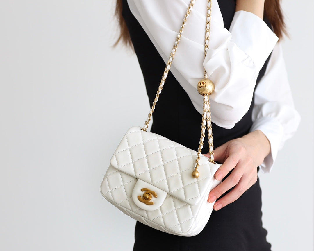 CC Classic Mini Flap Bag White