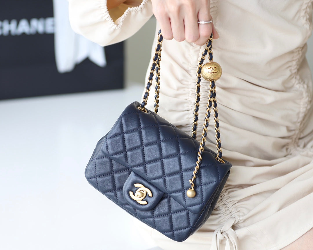 CC Classic Mini Flap Bag Navy Blue