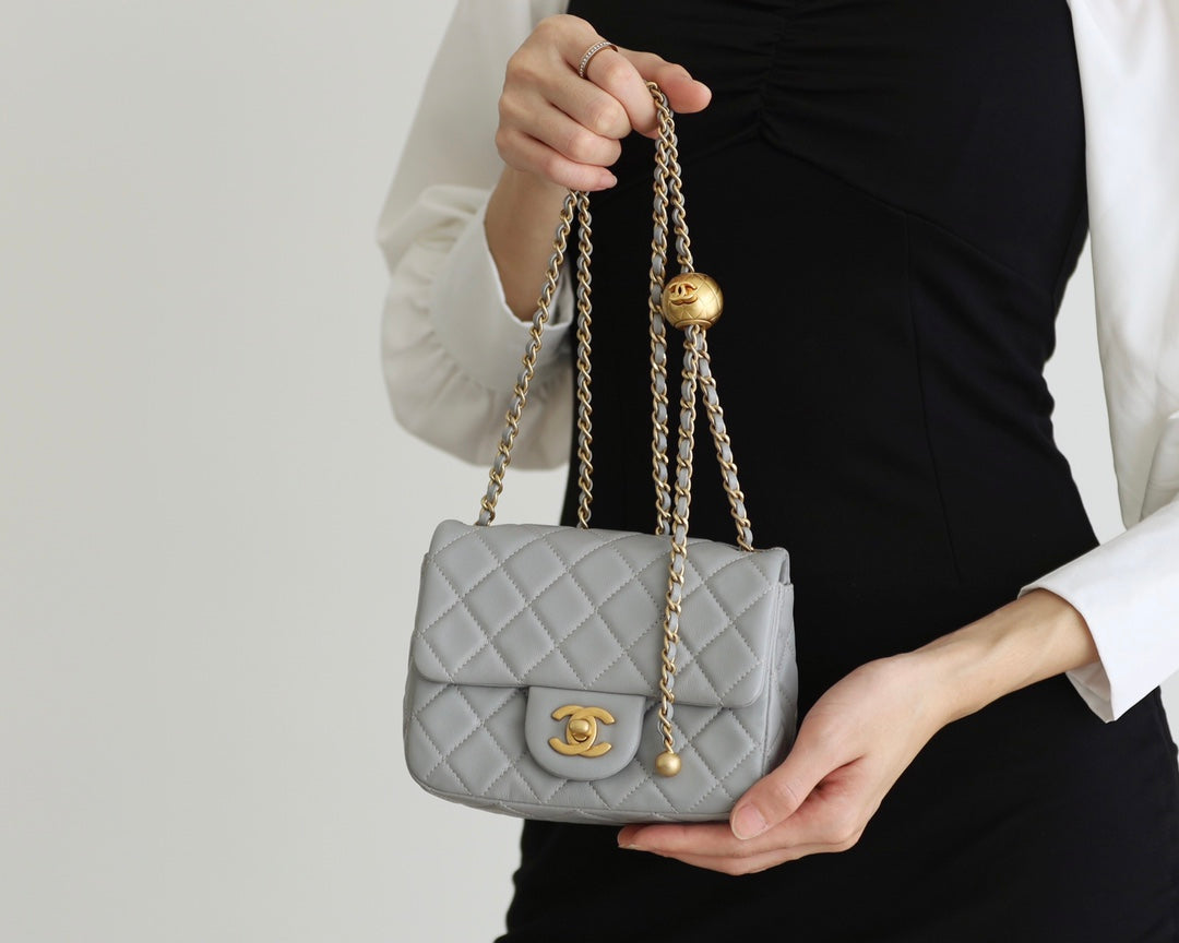 CC Classic Mini Flap Bag Grey