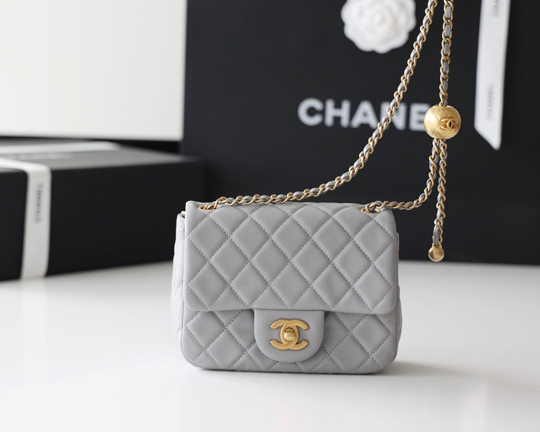 CC Classic Mini Flap Bag Grey – Sartorial Avenue - Main Image