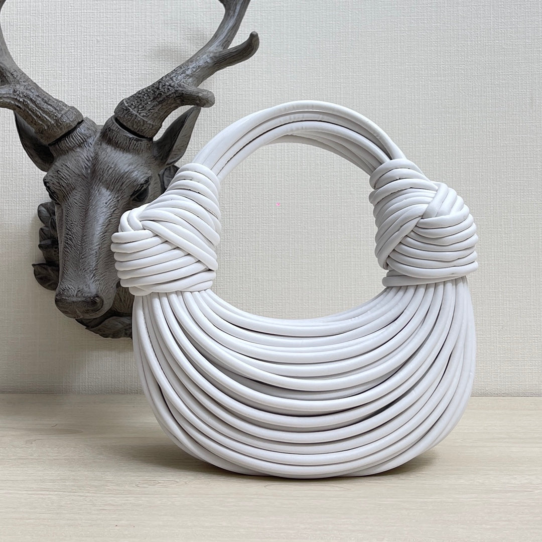 BV Double Knot Leather Bag White