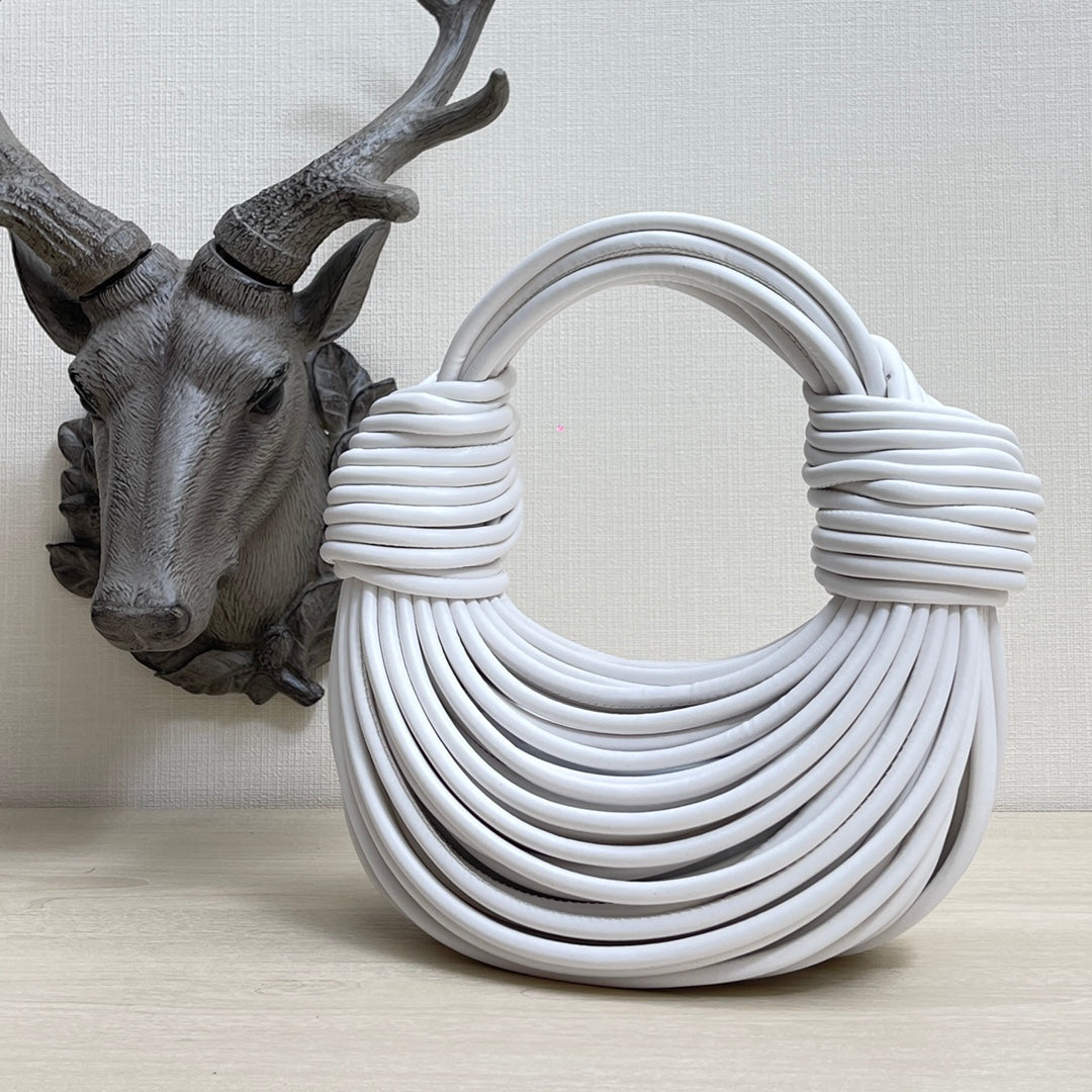 BV Double Knot Leather Bag White