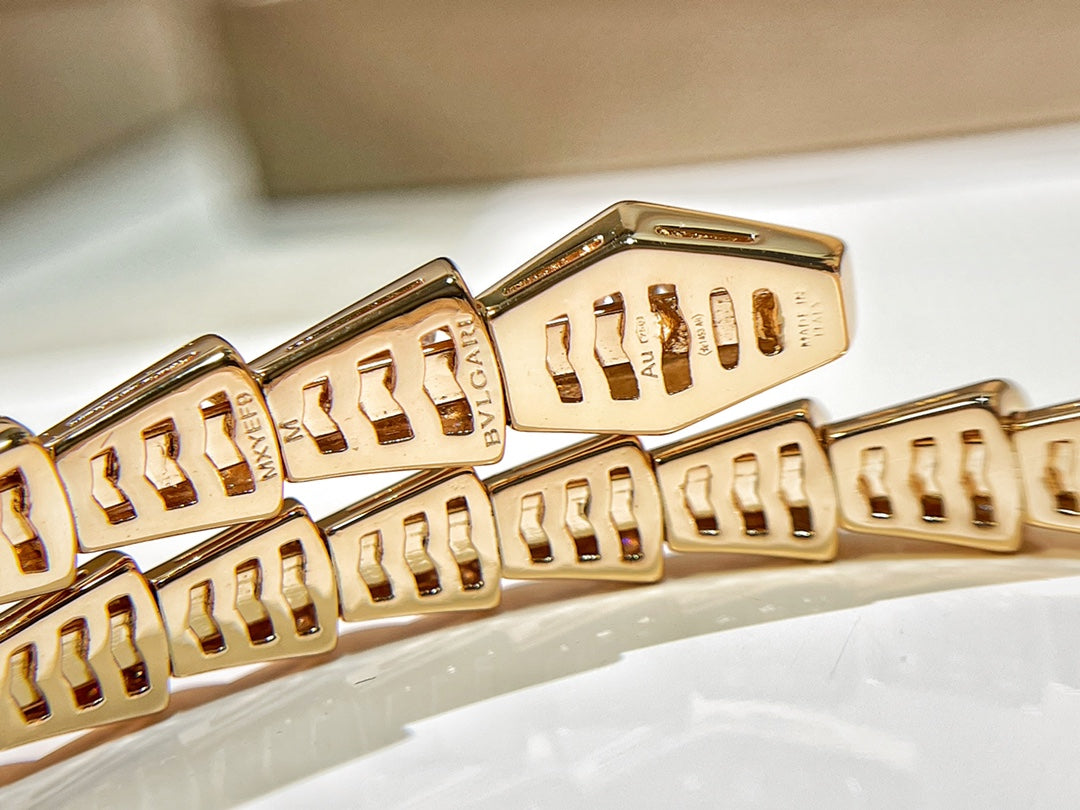 BULGARI Serpenti Viper 18kt Gold Bracelet with Pavé Diamonds