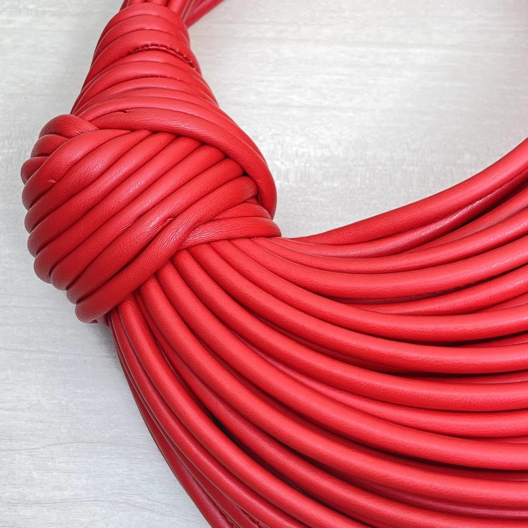 BV Double Knot Leather Bag Red