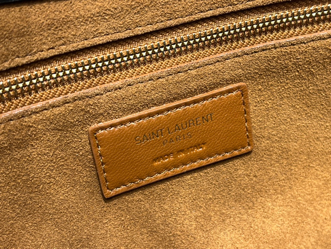 YSL LE 5 À 7 Croc Embossed Black