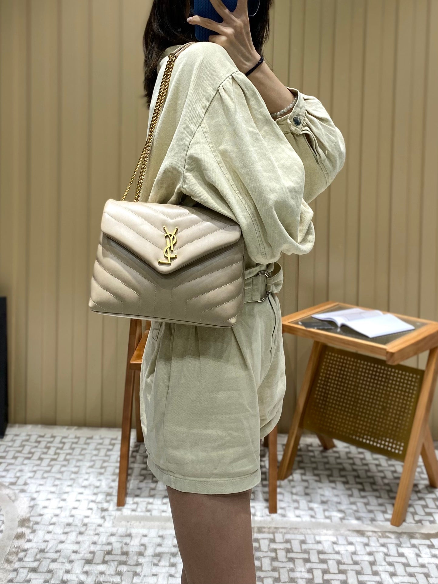 YSL Loulou Small Bag Beige