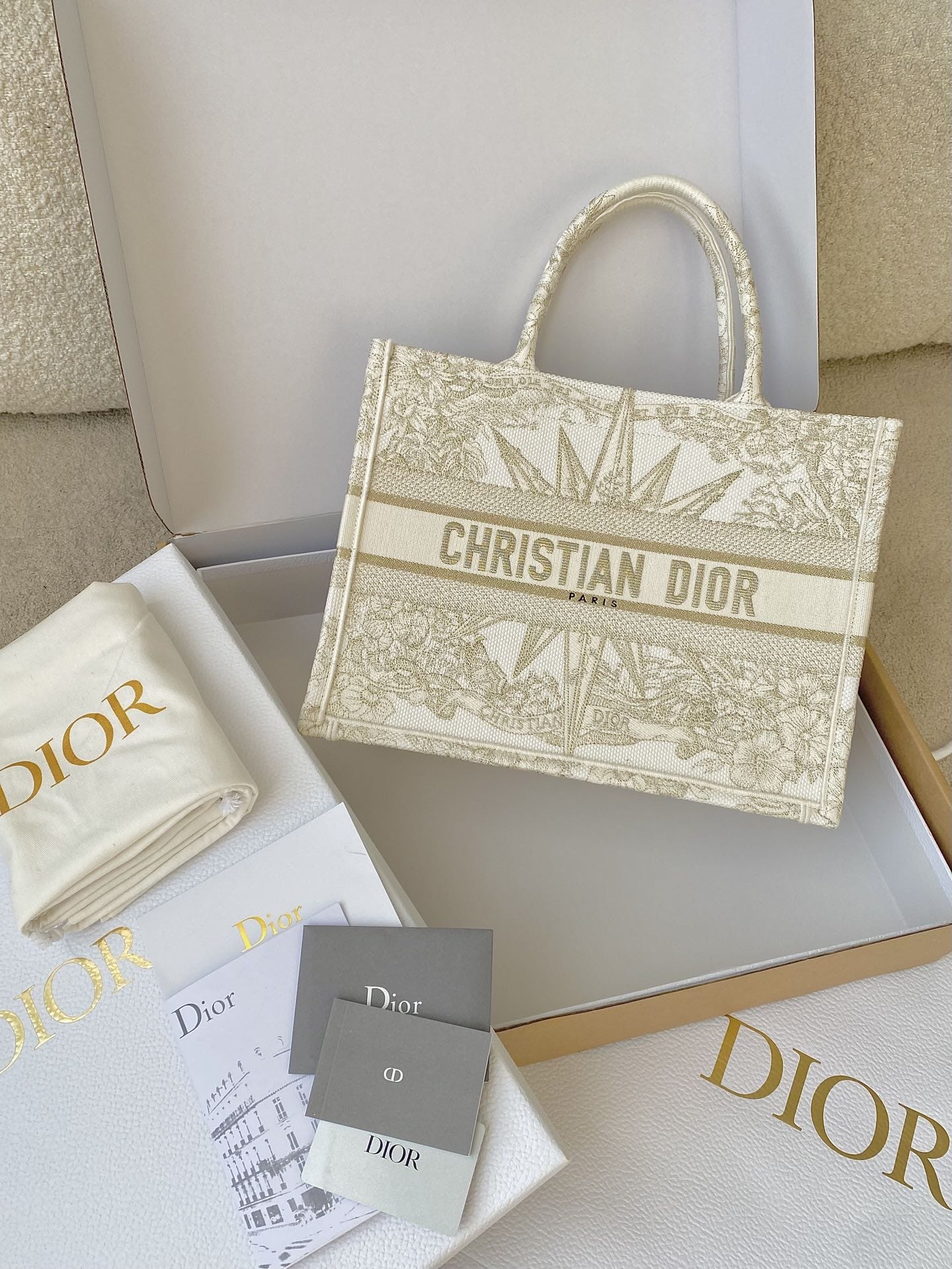 D Book Tote Medium Dior Rêve d'Infini Embroidery with Gold-Tone Metallic Thread