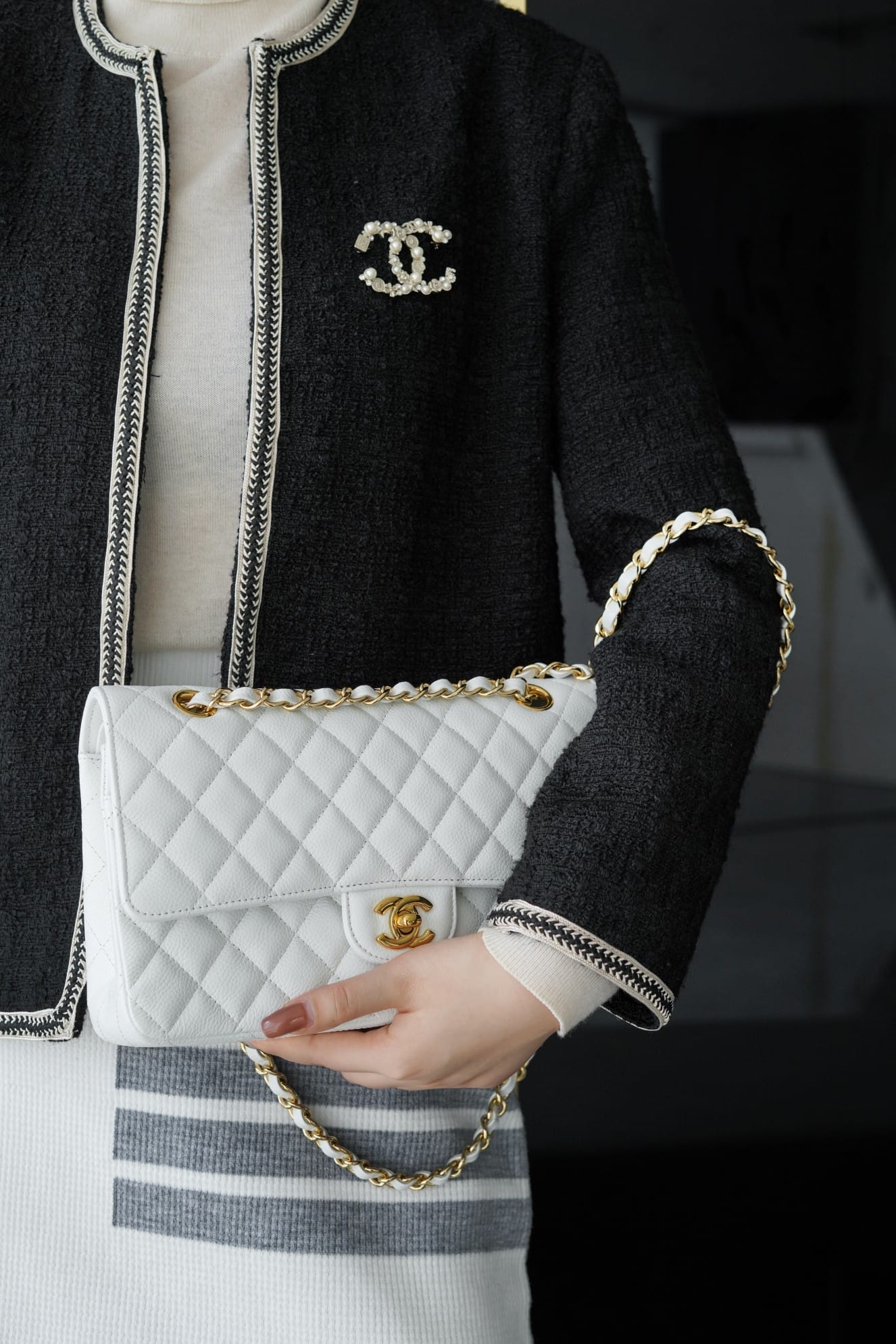 CC Classic Flap Bag White