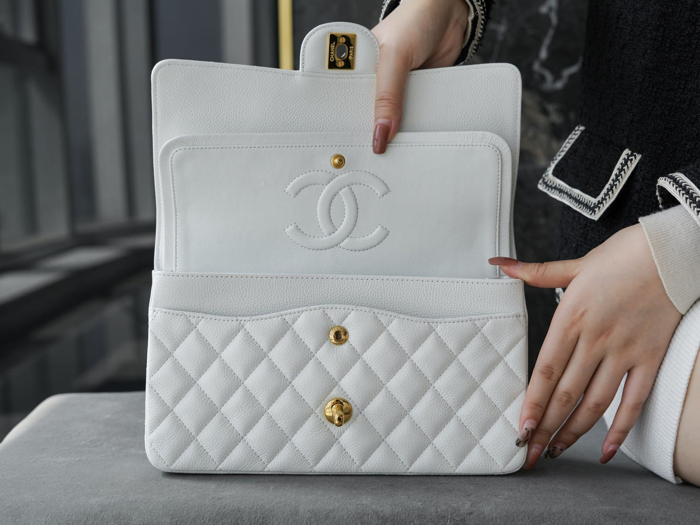 CC Classic Flap Bag White